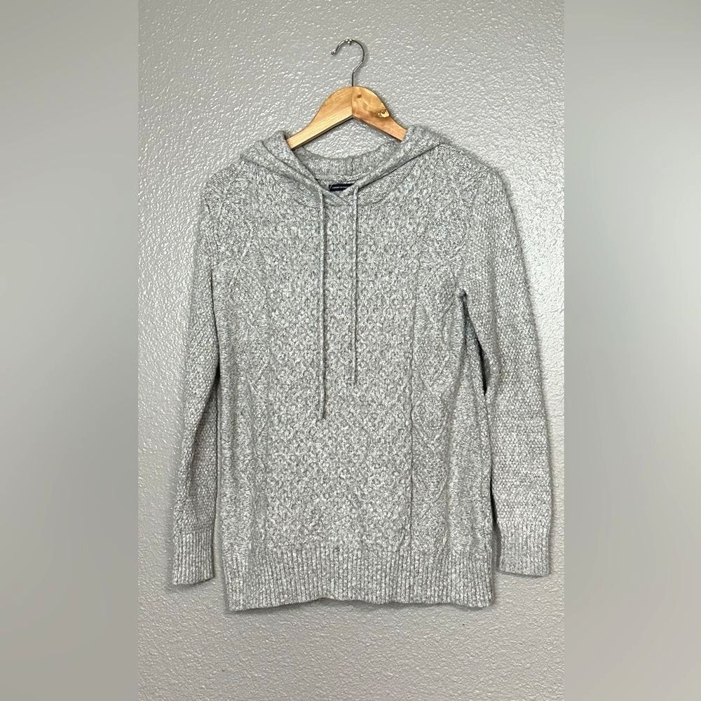 American Eagle Knit hooded sweater gray